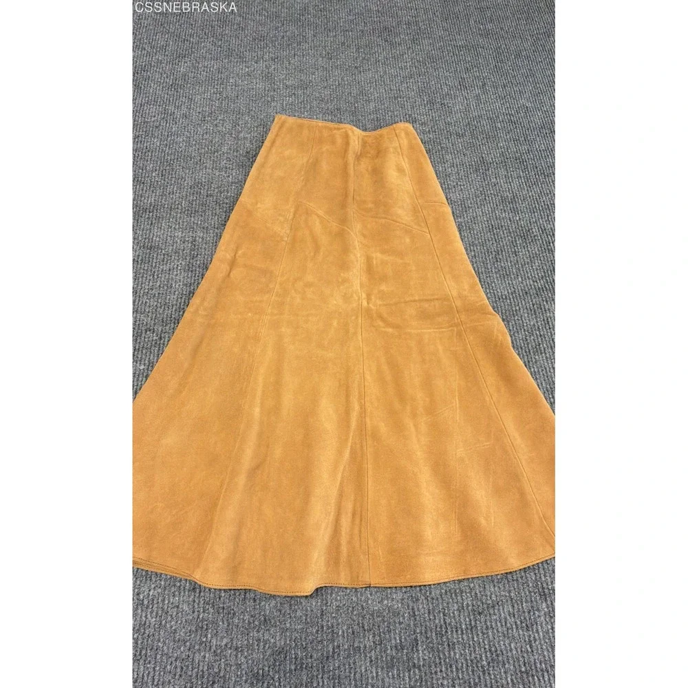 Avon Camel Vintage 1980s Equestrian Boho Fashions Suede Skirt - Size 5/6